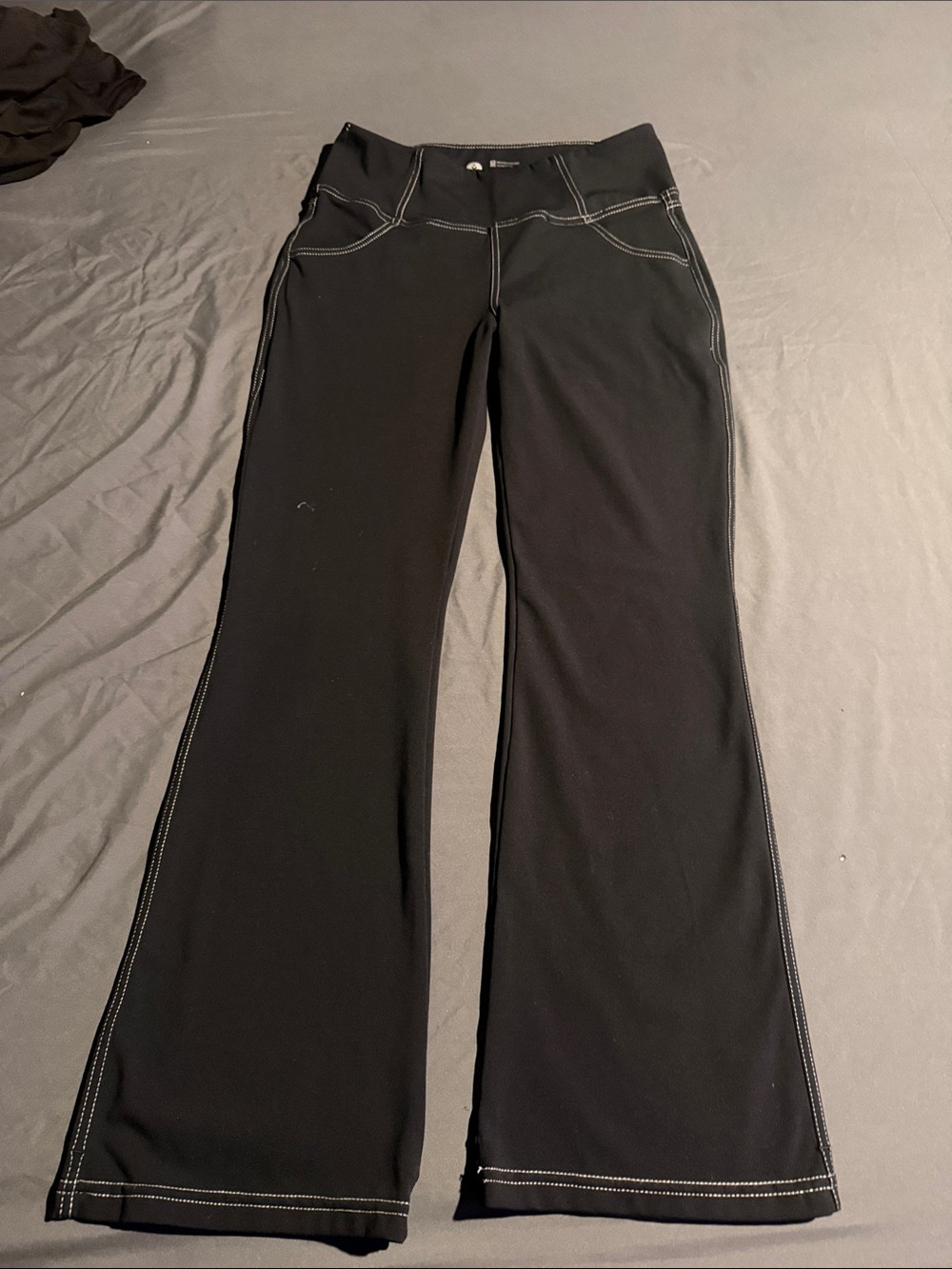 Black Stretch Yoga Pants w/ Flare Bottoms